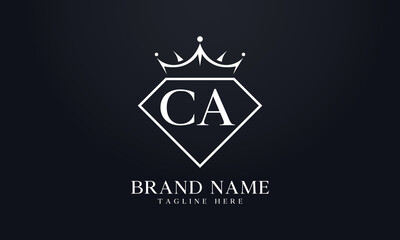 Diamond crown vector. Luxury queen logo for jewelry vector with letters
