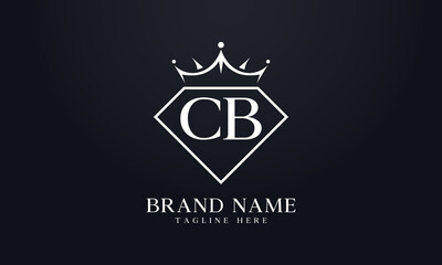 Diamond crown vector. Luxury queen logo for jewelry vector with letters