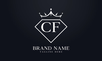 Diamond crown vector. Luxury queen logo for jewelry vector with letters
