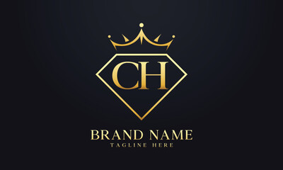 Diamond crown vector. Luxury queen logo for jewelry vector with letters