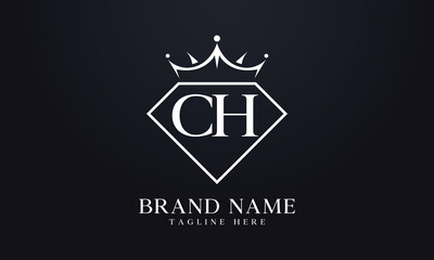 Diamond crown vector. Luxury queen logo for jewelry vector with letters