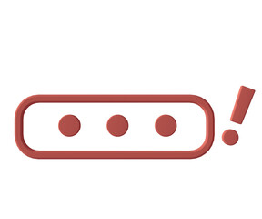 Red button icon on white background, 3d rendering