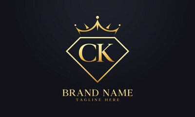 Diamond crown vector. Luxury queen logo for jewelry vector with letters