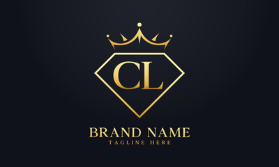 Diamond crown vector. Luxury queen logo for jewelry vector with letters