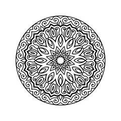 Decorative mandala for Mehndi, wedding, tattoo, islam. Hand drawn pattern. Coloring book page.