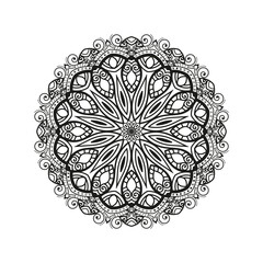 Decorative mandala for Mehndi, wedding, tattoo, islam. Hand drawn pattern. Coloring book page.