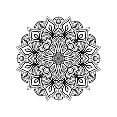 Decorative mandala for Mehndi, wedding, tattoo, islam. Hand drawn pattern. Coloring book page.