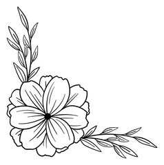 繊細な植物や花のボタニカルフレーム・コーナー　ベクター素材