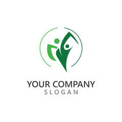Human With Leaf logo design people character figure green nature