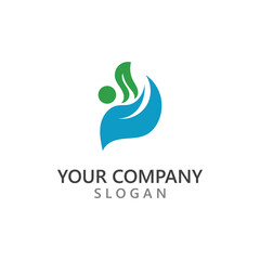 Obraz premium Human With Leaf logo design people character figure green nature