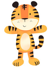 cute little tiger drawing with a bright demeanor and the smile of the cartoon tiger pattern