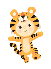 cute little tiger drawing with a bright demeanor and the smile of the cartoon tiger pattern