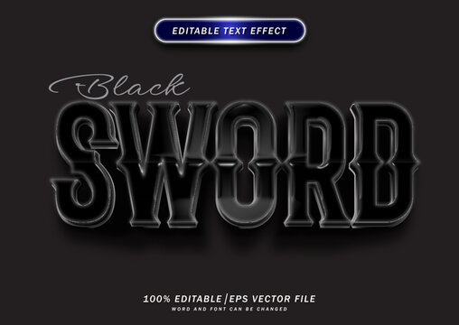Black swords luxury 3d text effect. Elegant game or movie title style effect.