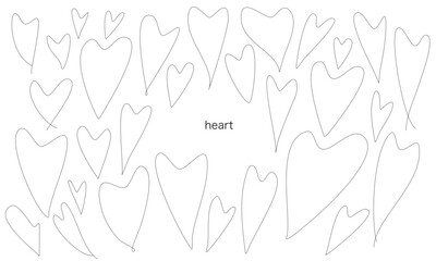 シンプルな手書きのハートイラストセット