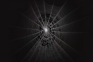 Spider Web cobweb on black background. Generative AI