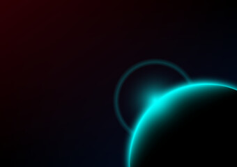 Dark space galaxy light blue planet abstract background