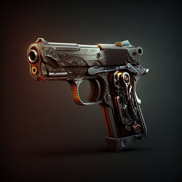 Old Detailed Gun With See Thru Mechanism,gradient Background,generative Ai,