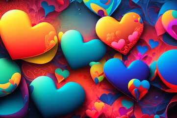 colourful vector illustration of valentines day hearts for wallpapers and background created with generative ai