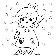 little mermaid with snow coloring page	