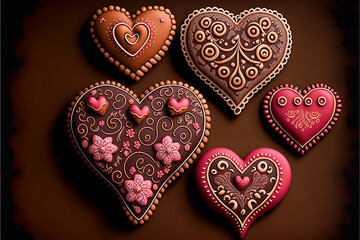 Obraz na płótnie Canvas Heart cookies. Valentine's Day Gift. AI generation
