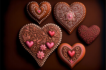 Heart cookies. Valentine's Day Gift. AI generation