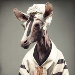 Scientist or Doctor okapi portrait - obrazy, fototapety, plakaty