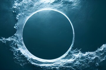 Fototapeta Marine or water theme logo in simple ocean wave circle shape. Generative AI obraz