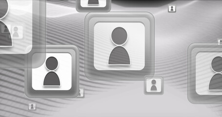 Image of people icons over pattern background