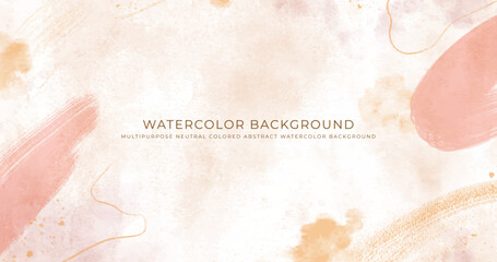 Abstract horizontal watercolor background. Neutral light colored empty space background illustration