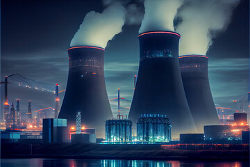 Nuclear reactor for generating massive amounts of electricity and most dangerous. Concept illustration with AI