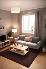 Fototapeta na wymiar modern living room with Soft Colors.generative Ai.