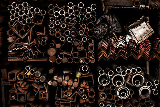 Metal pipes and brackets