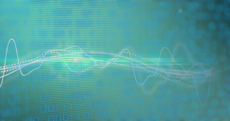 Image of graphs and binary code on green background