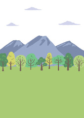 Fototapeta premium 山と木の背景イラスト