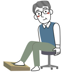 超音波法で骨密度測定をするシニア男性