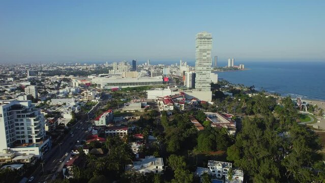 Aerial view of Boca del Rio, Veracruz. Some buildings are seen in Manuel Avila Camacho boulevard