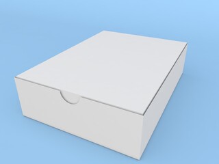 Sliding paper box layout on a blue background. 3d render illustration.