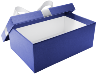 Blue open gift box