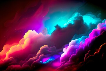 Bright neon colored clouds created with Generative AI technology