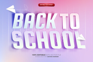 back to school Cut out paper cut 3d editable text effect
