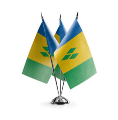 Small national flags of the Saint Vincent on a white background
