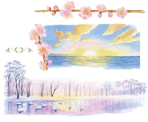 1月イメージのカットイラスト