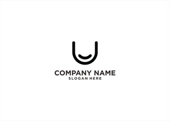 letter u smile logo design concept template