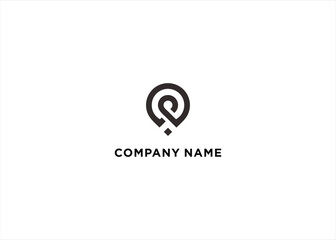 Location letter p logo design for map concept