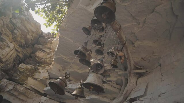 Temple bells in a Hindu Temple in a Forest of India