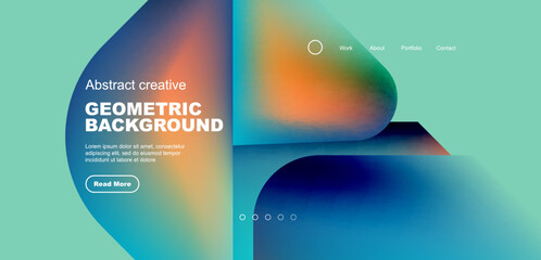 Obraz premium Liquid shapes with flowing gradient colors. Geometric circle round triangles. Vector illustration for wallpaper, banner, background, leaflet, catalog, cover, flyer