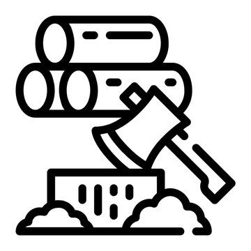 black and white axe chopping wood clip art preview