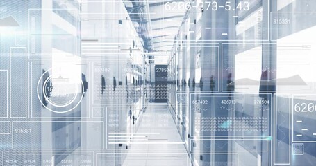 Animation of data processing over server room - Powered by Adobe