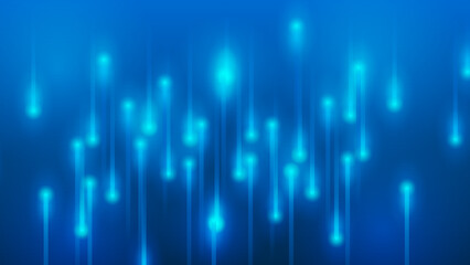 Blue digital background with sparkling blue light particles and areas with deep depths Particles form into lines, surfaces and grids. Vector illustration.