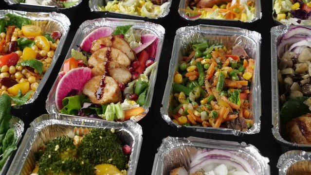 Meal prep, homemade lunch boxes. Balanced healthy food ready to eat take to work or school